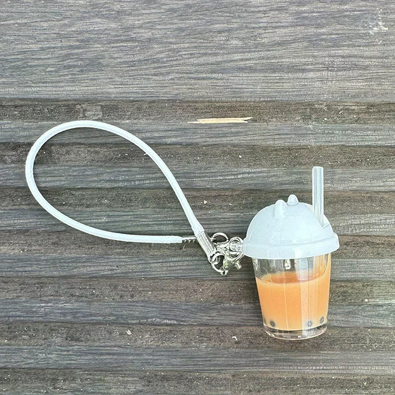 Simulated pearl milk tea cup Cat's ears (Steamed cat-ear shaped bread) straw cup diy cream glue key chain pendant