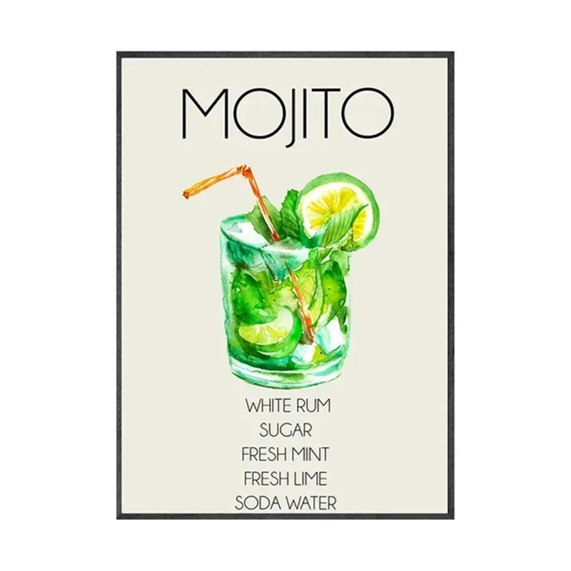 Gin and Tonic Wall Print Poster Mojito Cocktail Nordic Drinks Prints Canvas Painting Bar Wall Art Picture Living Room Home Decor