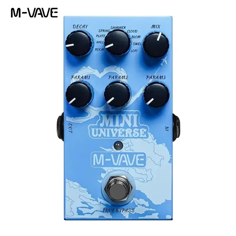 M-VAVE Mini Universe Electric Guitar Reverb Effect Pedal True Bypass Design Metal Shell Case 9 Reverb Tones Stringed Accessories