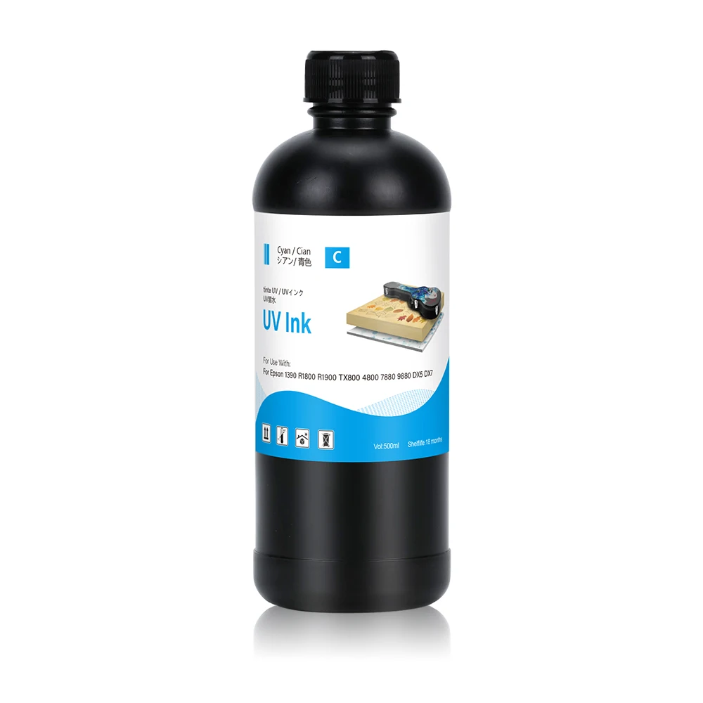 Winnerjet 500ML UV-Tinte für DX5 DX6 DX7 TX800 XP600 Druckköpfe für Epson 1390 L800 L1800 R1800 Drucker, Tinte für alle UV-Drucker 8