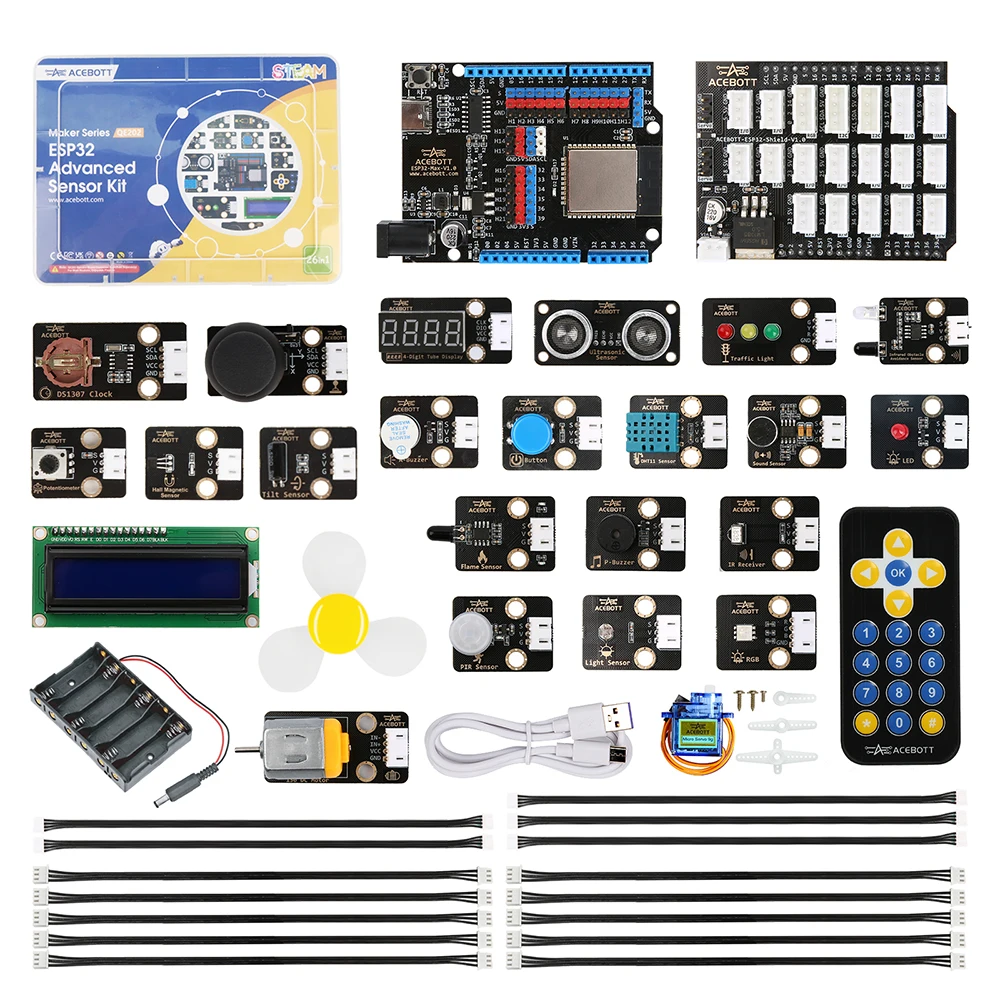 ACEBOTT ESP32 Sensor Modules Kit 26PCS Sensor Compatible Lego Blocks For Arduino& Python& C Language Programming