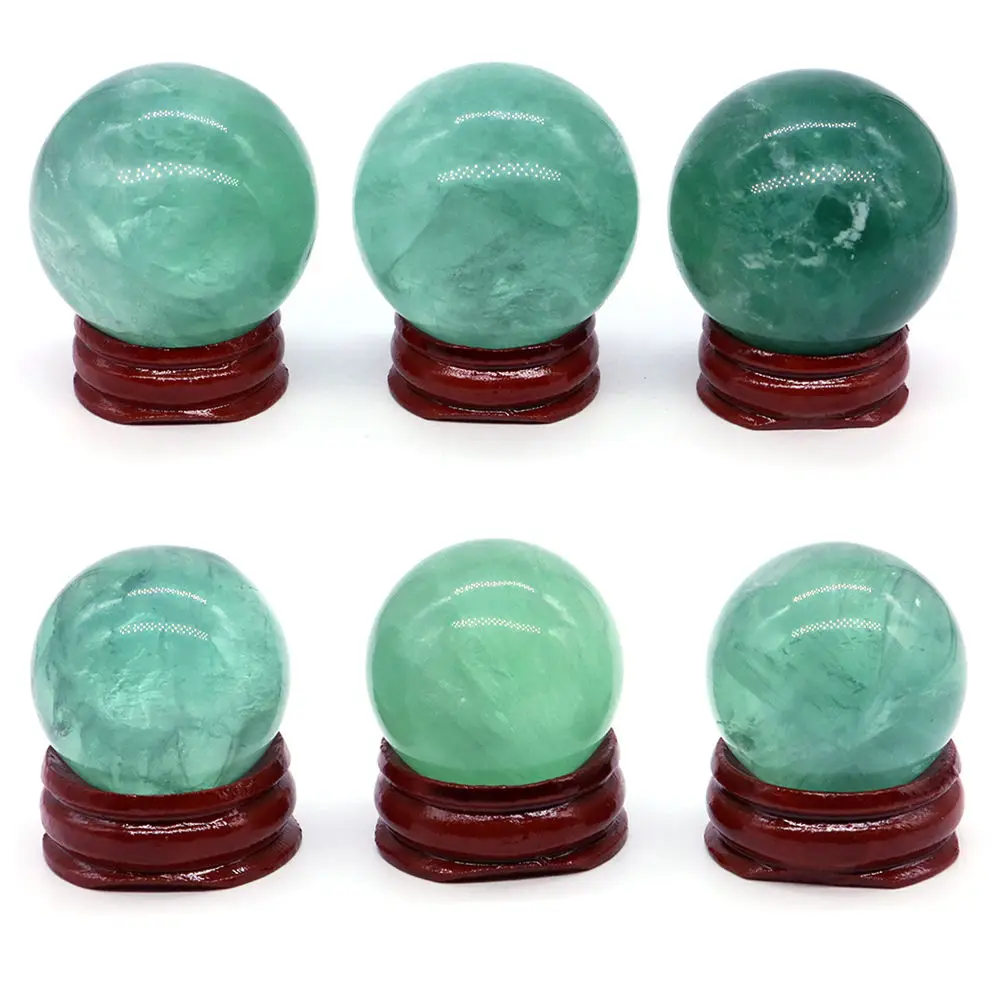 

Natural Green Fluorite Sphere Christmas Home Decoration Healing Crystal Ball Reiki Stones Chakra Wicca Massage Sphere Collectibl