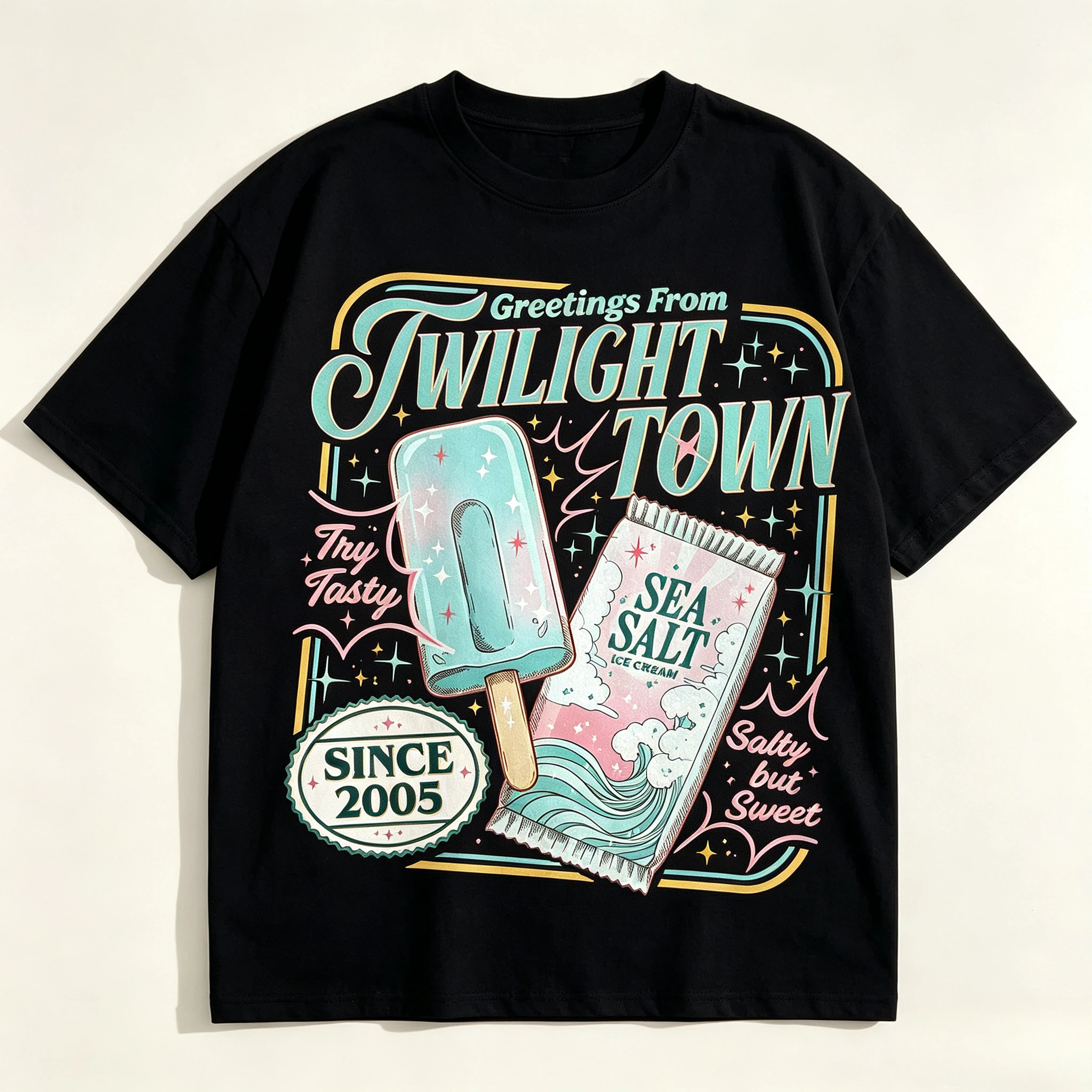 Sea Salt Ice Cream Kingdom Hearts Inspired Graphic T‑Shirt Unisex Short‑Sleeve Casual Video Game Fan Gift Streetwear Daily Top