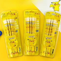 12 sztuk/pudło Pokemon artykuły papiernicze Pikachu ołówek z kreskówek figurki Anime Pikachu Kawaii dzieci szkolne artykuły papiernicze ołówek z gumką