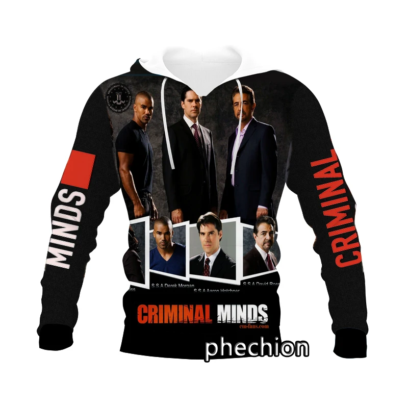 phechion New Fashion Men/Women Criminal Minds 3D Print Long Sleeve Hoodies Casual Hoodies Loose Sporting Pullover A145