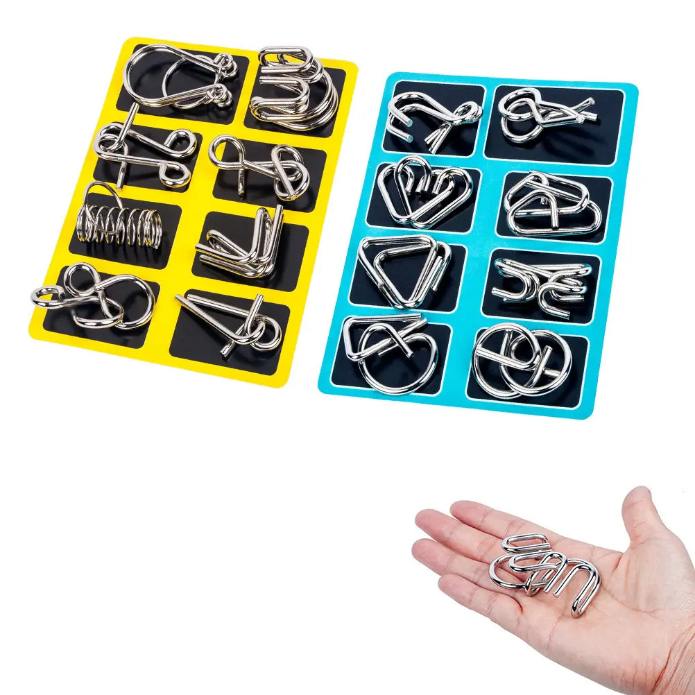 

Brain Puzzle Ring Set Premium Metal Intelligence Iq Challenge Teaser Buckle Gift Fun Ring Puzzle Set