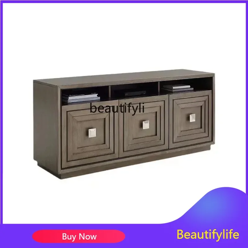 

C139 Cy Solid Wood Living Room TV Floor Cabinet Background Wall Film and Television Cabinet Retro Small Apartment Decoration Loc