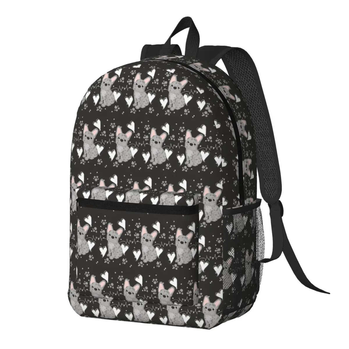 LOVE Frenchie French Bulldog Backpack Daypack Large Capacity Children BookBag School Bag Shoulder Bags for Men Women