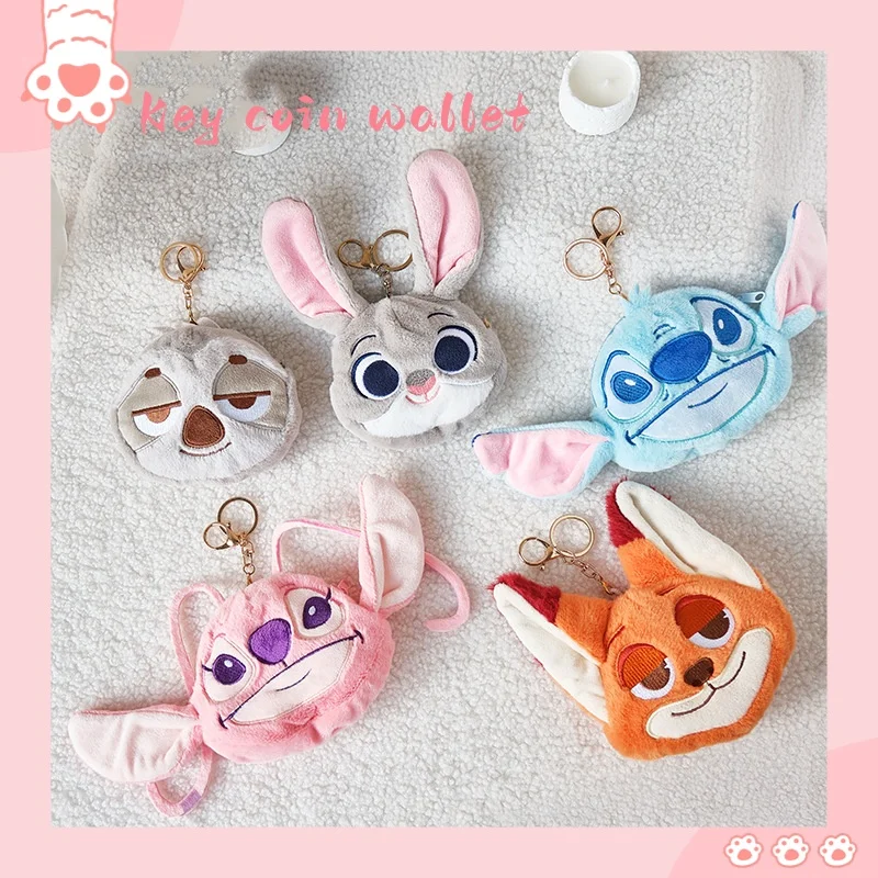 

Disney coin purse cartoon dolls around anime coin wallet cute Stitch Nick keychain headphone card bag children birthday gift
