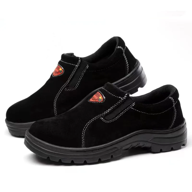 

Мужские повседневные стальные носки большого размера, рабочая обувь, нескользящая защитная обувь из коровьей замши, дышащие рабочие защитные ботинки, защищающие