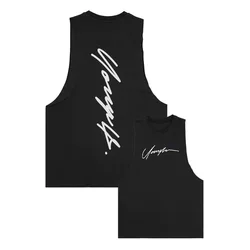 Men's vest, sports and leisure fitness cotton round neck sleeveless T-shirt, shoulder basketball training elastic top