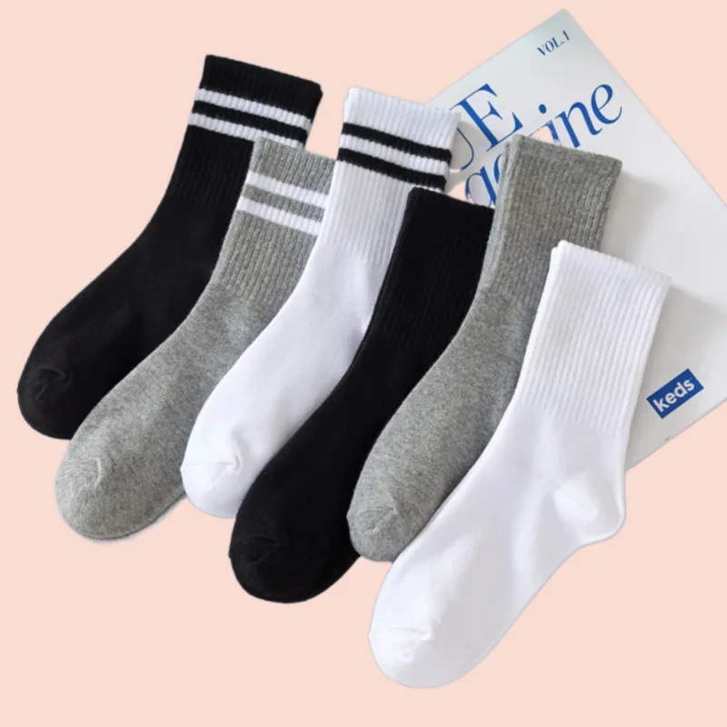 

3/6/12 Pairs 2024 Women's Mid-Tube Socks Solid Colour Breathable Sport Socks Sweat Absorbent Man And Women's High Quality Socks