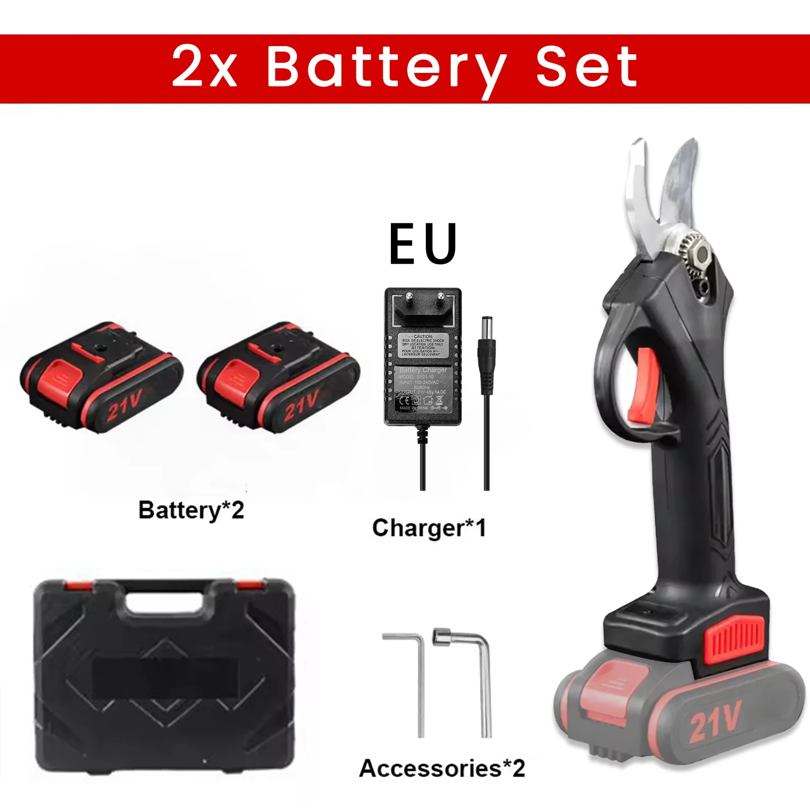 21V Kabellose Elektrische Astschere mit Bürstenlosem Motor, Wiederaufladbarem Lithium-Akku, Handgehaltene Gartenschere zum Schneiden von Ästen
