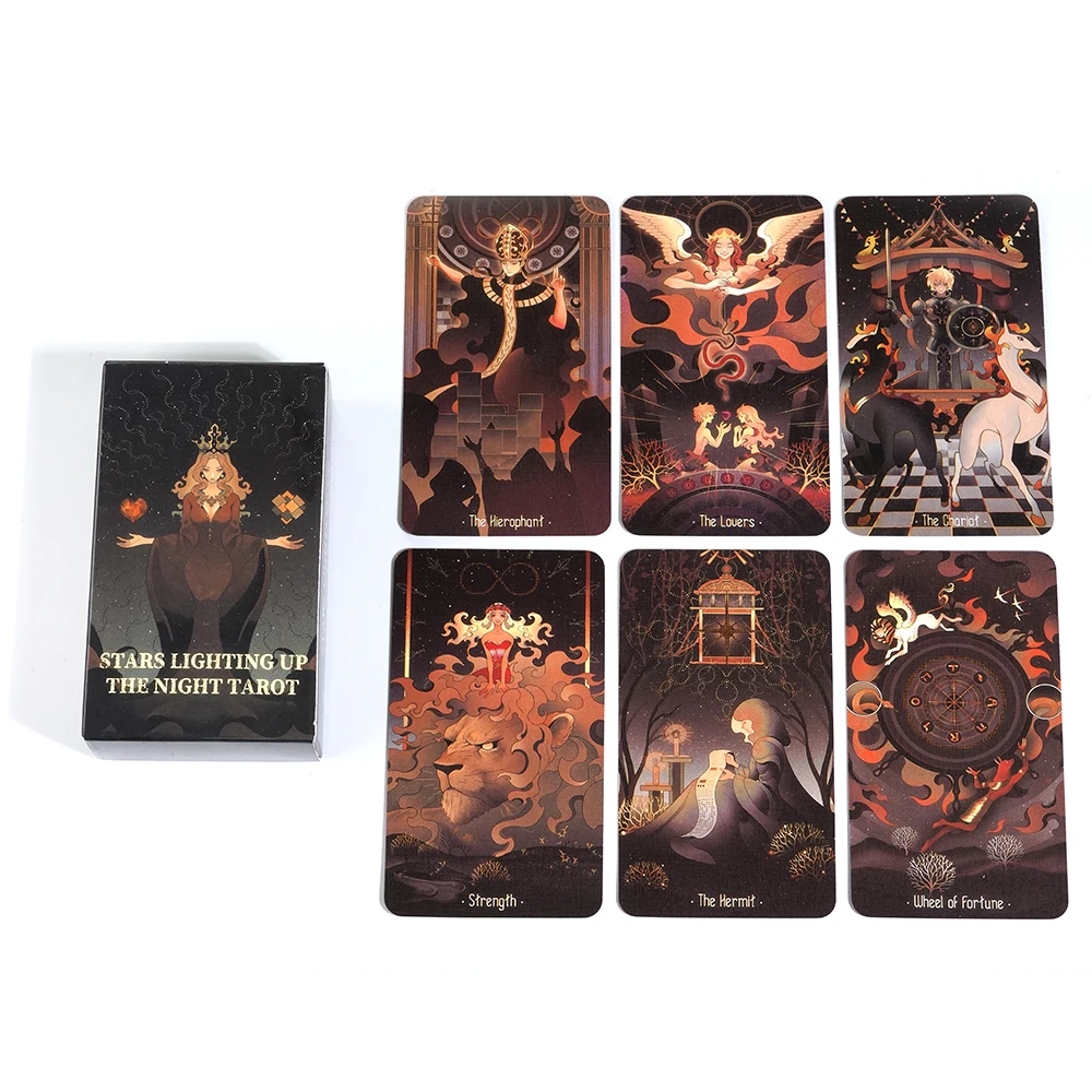 2024 New Stars Linghting Up The Ninght Tarot Deck Cards Divination Deck English Oracle Board Playing INK Table Game For Party