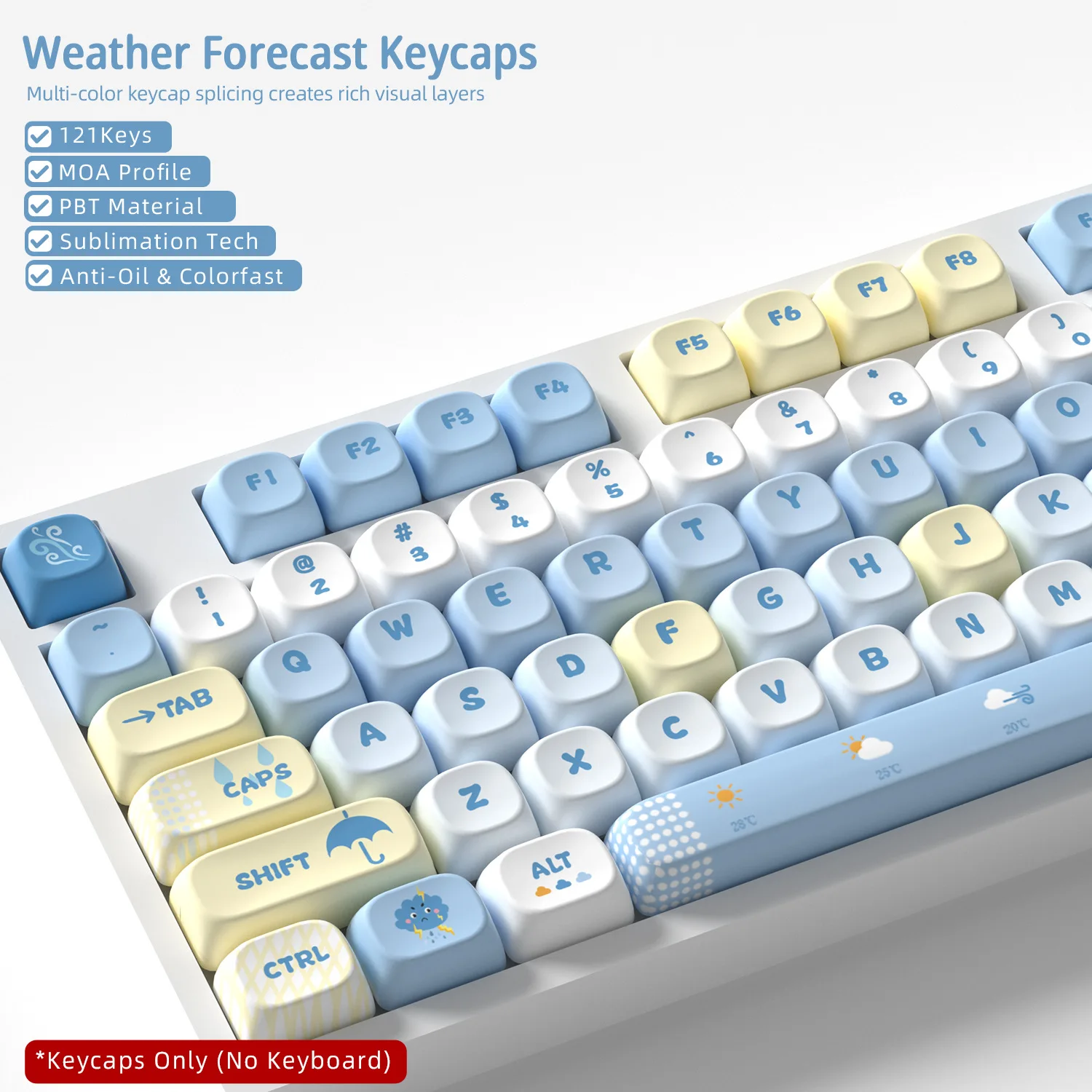 Weather Keycaps 121 Keys PBT Material MOA XOA Profile DYE-SUB For MX Switch Wooting Mechanical Keyboard Keycaps ISO ANSI Layout