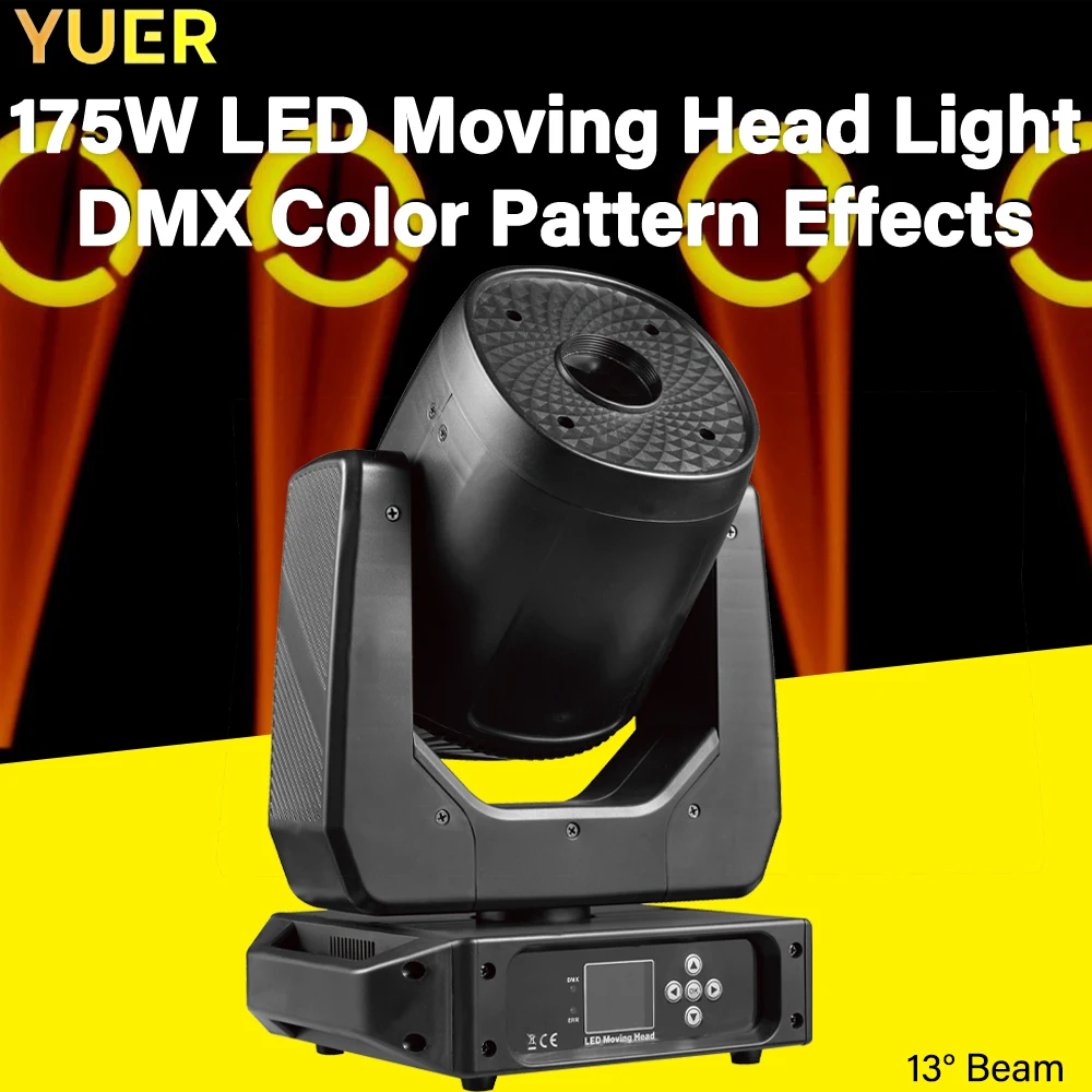 

YUER NEW 175W LED Pattern Light - High-Performance Beam with Rotating & Fixed Patterns, DMX Control for Concerts & Events