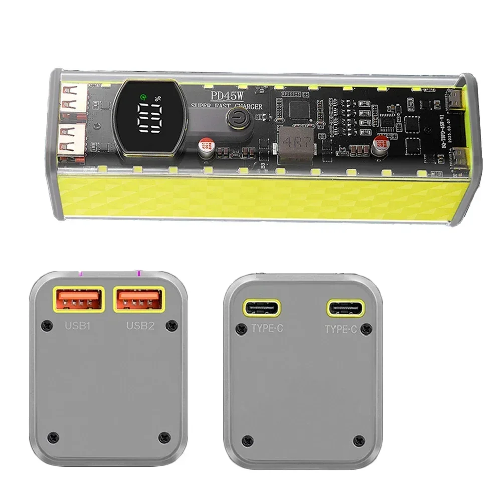 

22 Портативный чехол для аккумулятора мощностью 5 Вт Прозрачный АБС-материал Припой Простая установка Поддержка нескольких протоколов быстрой зарядки