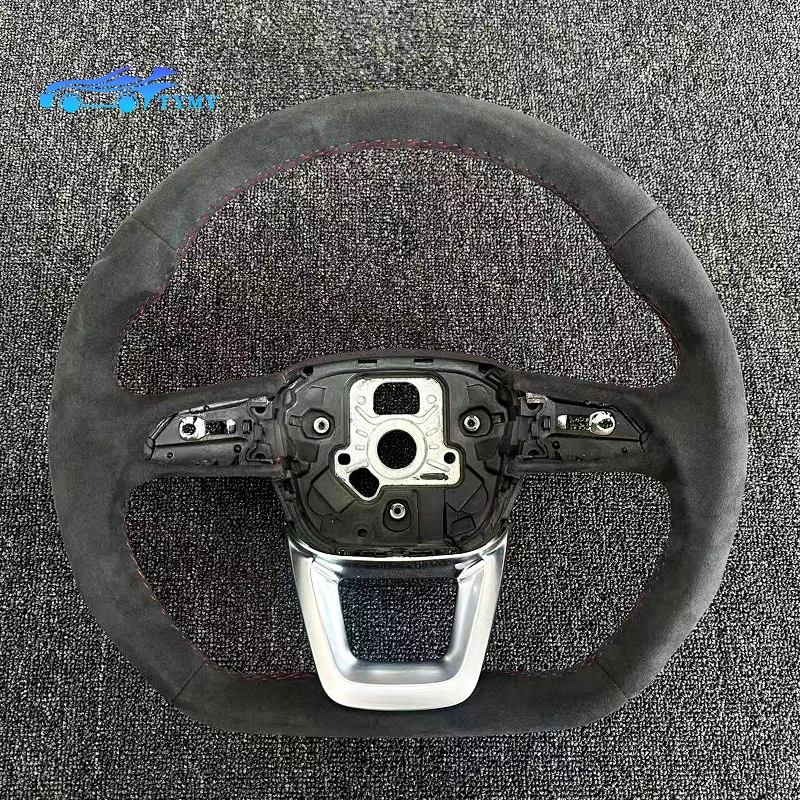 

For Audi Q5 Q5L Q7 Q8 steering wheel, full Alcantara material, red style, non-destructive installation