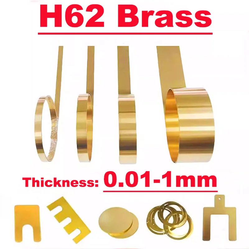 H62 Brass Strip Thin Copper Plate Laser Cutting Copper Thin Sheet Copper Skin Thickness 0.01mm 0.02mm 0.05mm 0.1mm 0.2mm 0.3mm