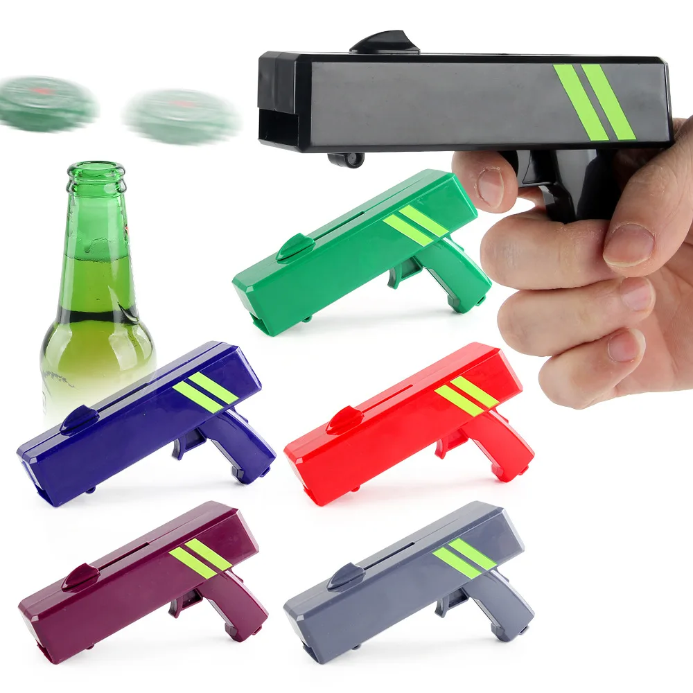 Portable Bottle Beer Opener Cap Gun Launcher Shooter Party Supplies Drinking Game Funny Toy Bar Tool Kitchen Gadget Accessories