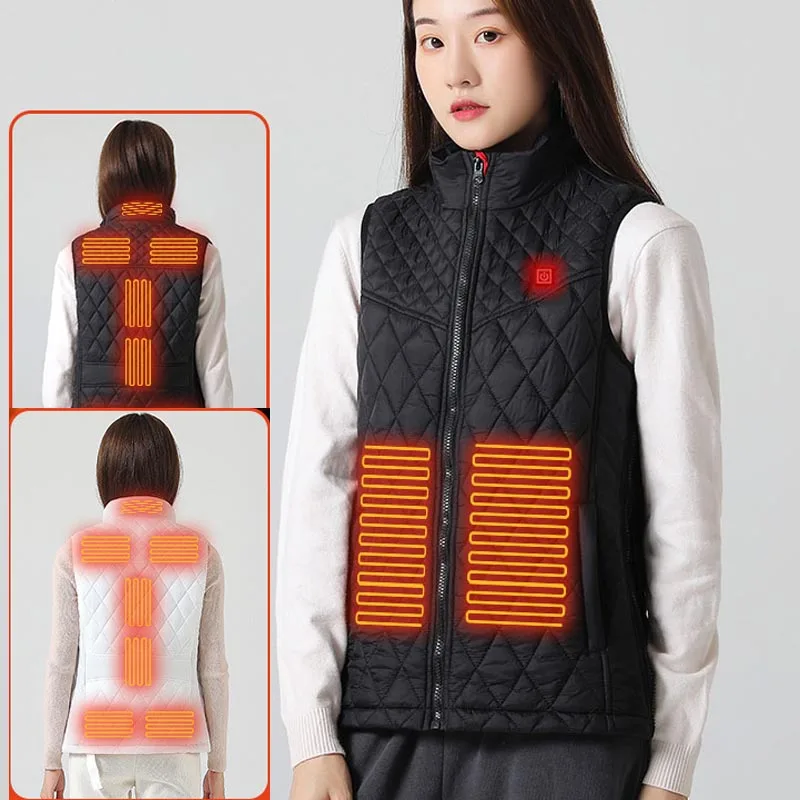 

Women Heated Sleeveless Vest Jackets Cotton-quilted USB Chargeable Thermal Parkas Outdoor Sports Skiing Mounteering Waistcoat