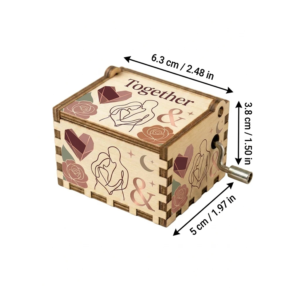 Personalized Custom Wooden Hand Crank Music Box,Love Celebration,Special Romantic Occasion,Gift For Him Her,Dating Partners