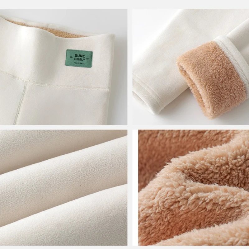 Leggings thermiques en polaire Sherpa pour femmes, grande taille, nouvelle version, taille haute, sans couture, Design côtelé, pantalons d'hiver lourds