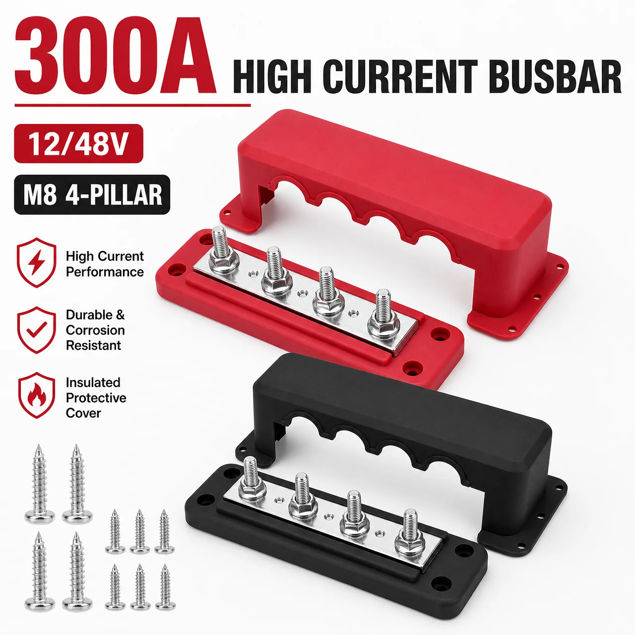 M8/4 column 12/48V 300A high current busbar suitable for car, RV, boat, yacht modification, etc