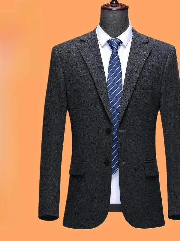 

Loose Fit Woolen Men's Busin Casual Suit Autumn New Sle Dad Clothes Top Coat Thiened Single-breasted Button Design