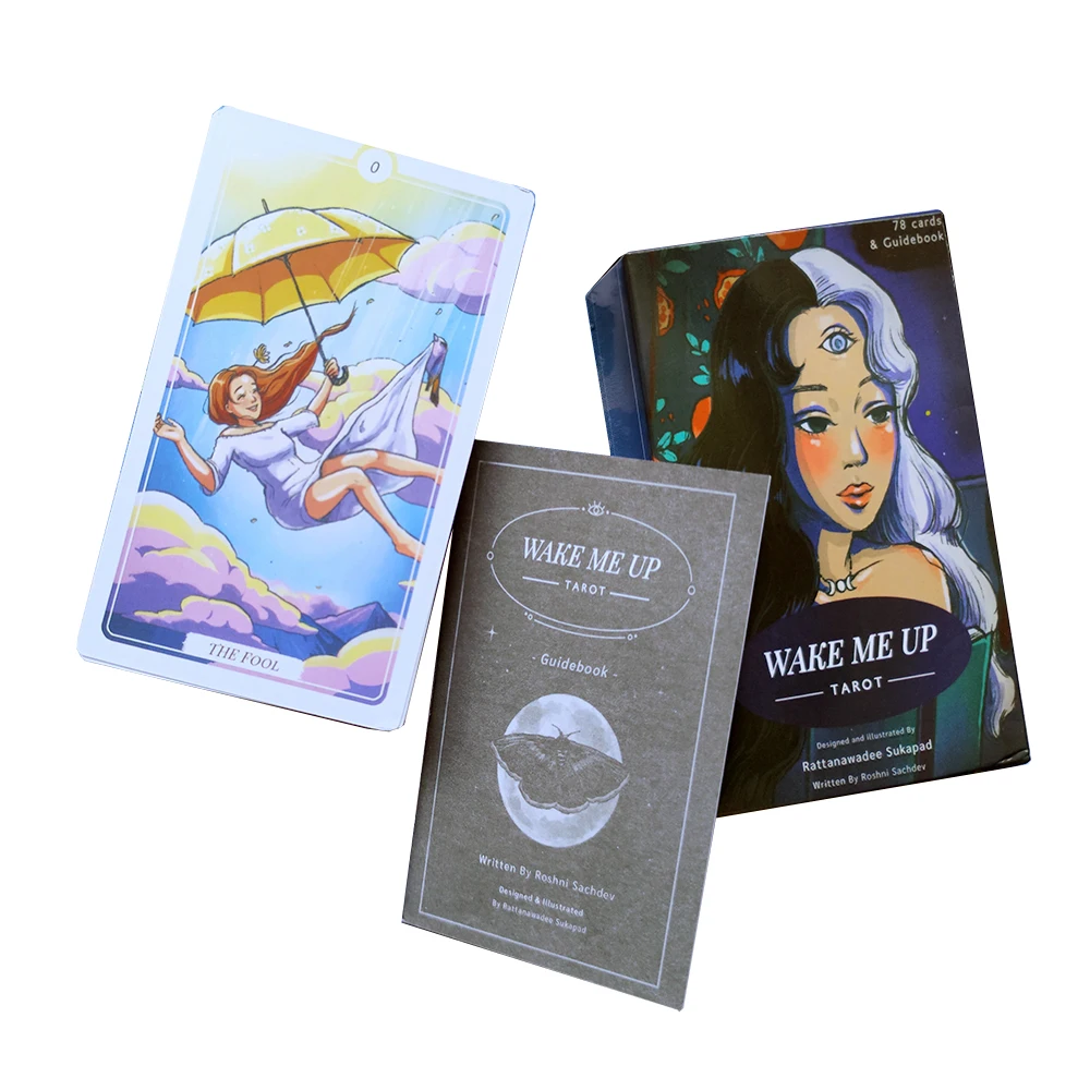 

The 12CMX7CM wake me up Tarot Cards for Beginners with Guide Book Board Game Runes Divination Witchcraft English Deck