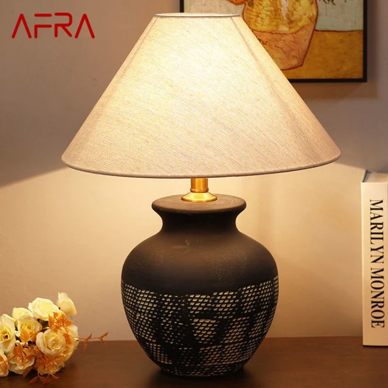 

AFRA Nordic Ceramic Table Lamp Modern Art Living Room Bedroom Study Villa LED Originality Desk Light