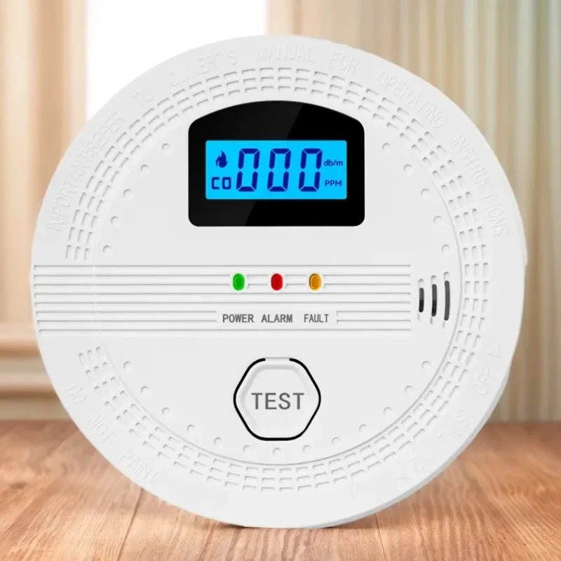 2-in-1 CO and Smoke Detector LCD Digital Display CO Gas Monitor Alarm Sound Warning & LED Indicator CO Sensor for Home Warehouse