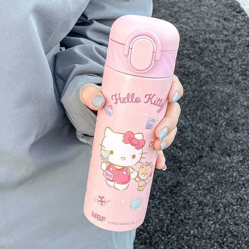 420ml Sanrios HelloKittys Vacuüm Cup Anime Knappe Leuke en Draagbare Thermoskan Student Drinkwaterkoker Roestvrij Staal