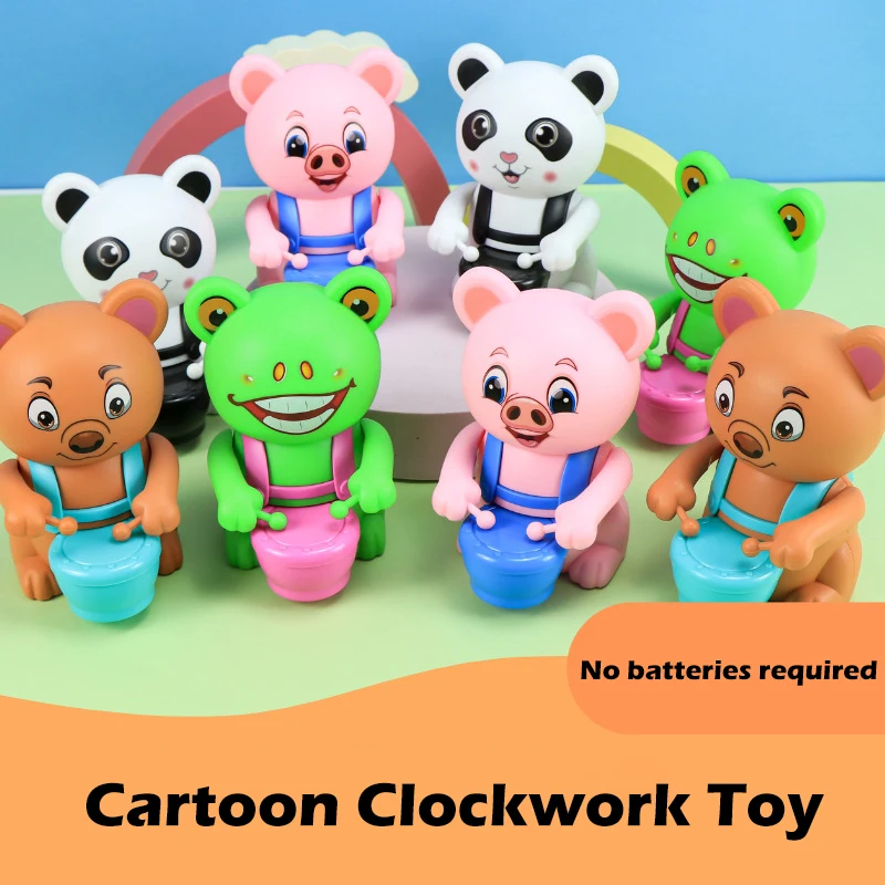 

Cartoon Clockwork Drumming Animal Toy Funny Cute Wind-up Bear/frog/panda/pig Toys Children's Puzzle Toys Fun Kids Birthday Gift