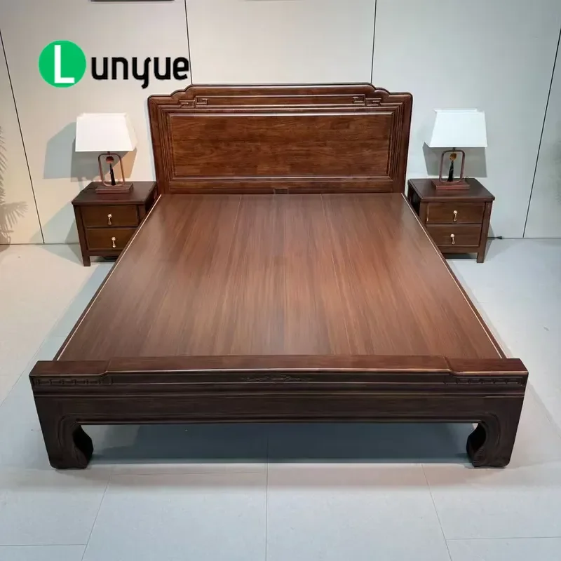 For Solid Wood Bed Rosewood New Chinese Tenon Mortise Structure Carved Antique Tiger Foot Bedroom Furniture 1.5m 2m Big Bed