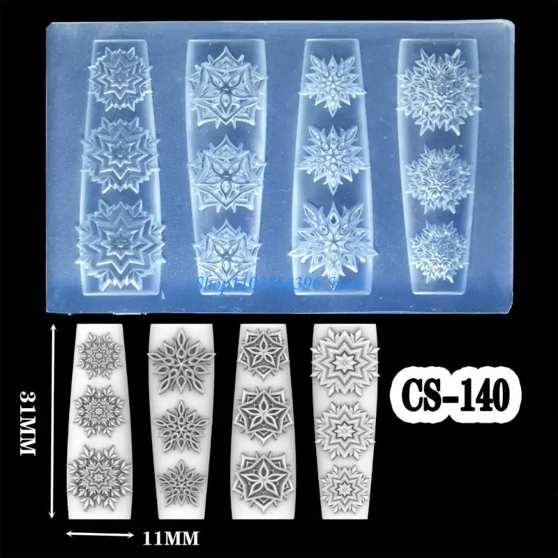 قالب سيليكون قوي نحت زهرة مسمار الفن قالب من السيليكون لصياغة زخارف فنية أنيقة للأظافر ثلاثية الأبعاد من الراتنج الزهري