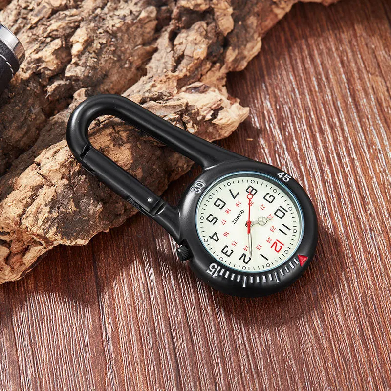 Retro Carabiner Watch Vintage Waist Watch Strong Luminous Watch Outdoor Sports Pocket Watch Lock Keychain Pocket Watch