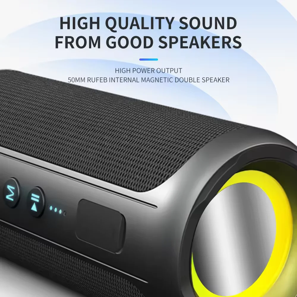 Latest 2024 model Portable Bluetooth Speaker 20W Louder Wireless  with 12 Hours Playtime, TWS Pairing, RGB Lights