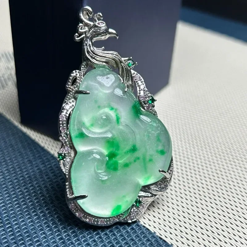 

Natural High Ice Quartzite Jade Ruyi Pendant Necklace