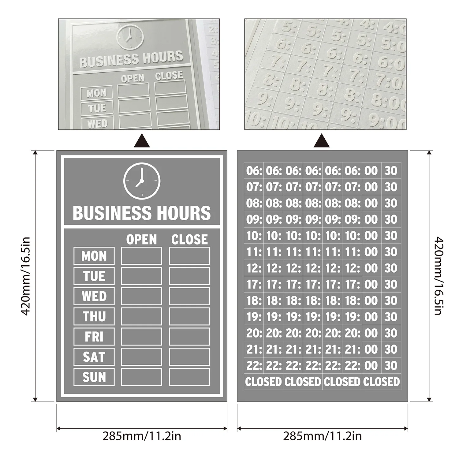 2 Sets, Business 24 Hours Window Decal, Clear Waterproof UV Resistant Store Hours Sticker, Self-Adhesive Open Close Time Sign