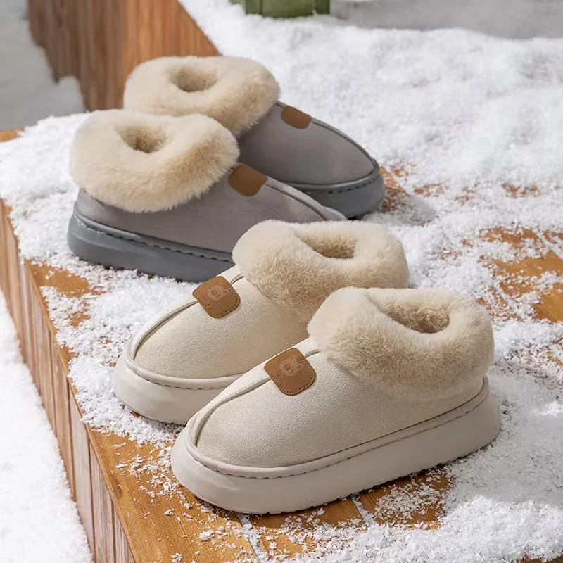 أحذية قطنية للخريف والشتاء، شباشب نسائية من القطيفة مع أحذية قطنية دافئة وغير قابلة للانزلاق للاستخدام الداخلي، ملابس خارجية للرجال