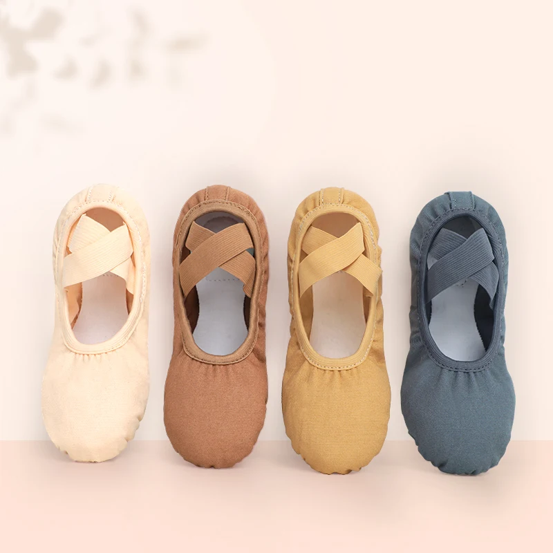 Ballet Shoes For Dancing Women Ballet Flats Slippers One Piece Canvas Ballet Shoes Split Sole Ballerina Slip On Practice Shoes