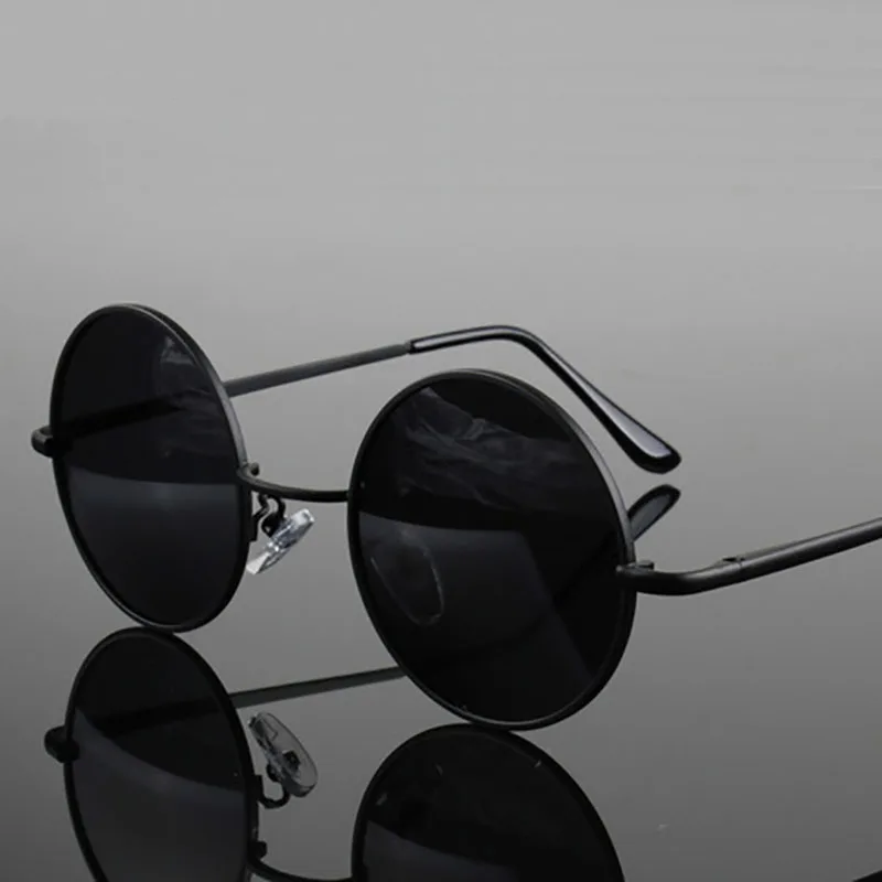Retro Vintage Round Sunglasses Men Brand Designer Sun Glasses Women Alloy Metal Frame Black Lens Eyewear Driving UV400 view 3