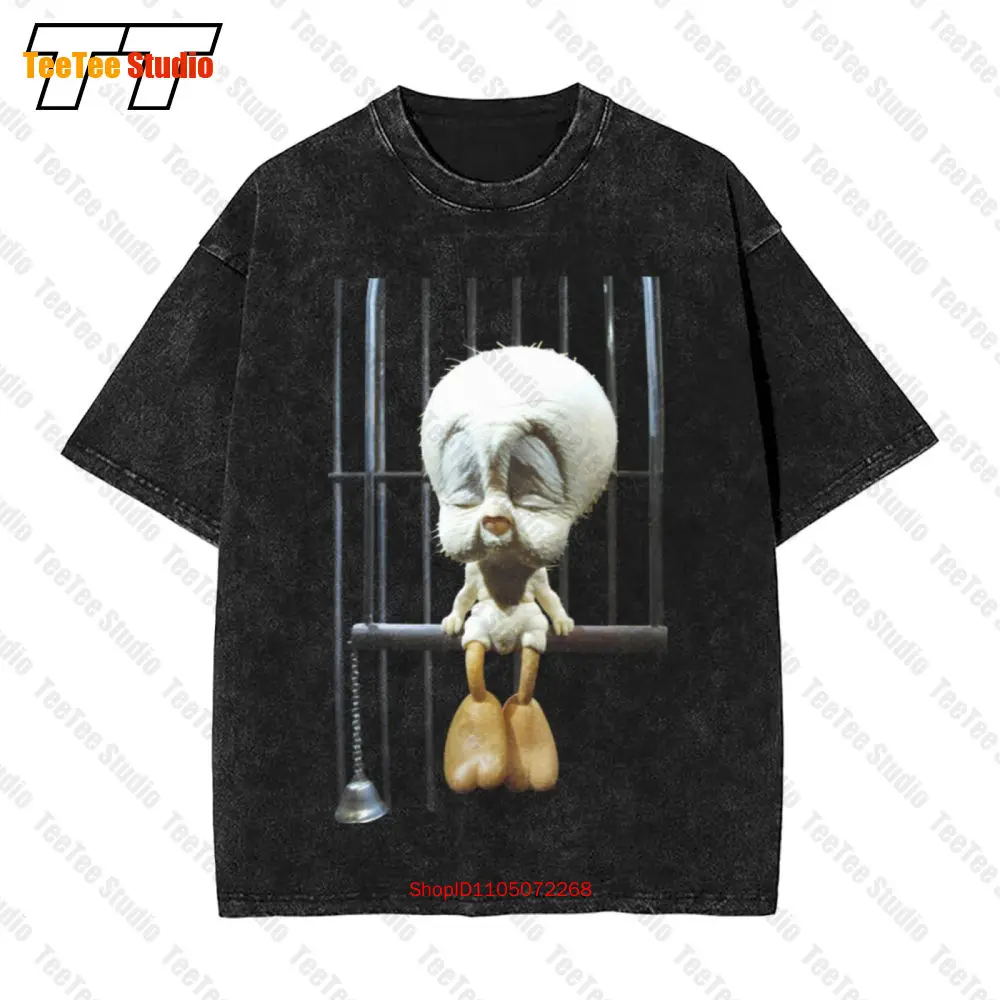 Banksy Tweetie Pie Bird In A Cage Herren Vintage Übergroßes T-Shirt WN0V