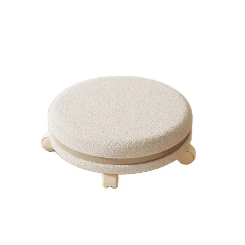 

pulley backrest low stool, universal wheel cream wind children's chair, beautiful seam stool, silent slippery stool
