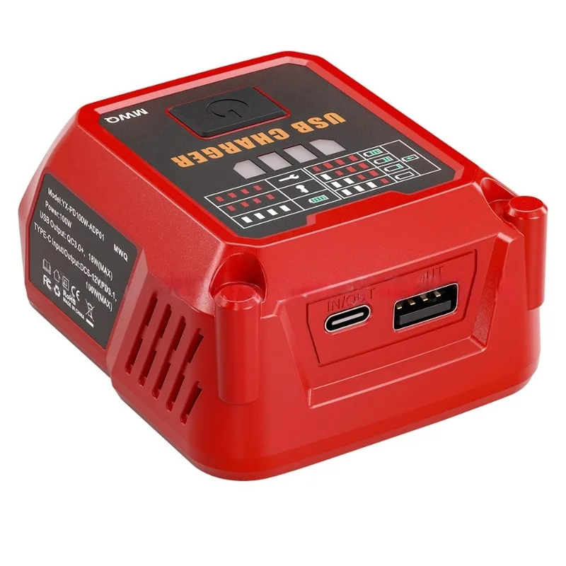 100W Fast Charging Station with USB Type-C Port Charging for Makita/DL/Milwaukee/Bosch 18V/20V Batteries Portable Power Inverter