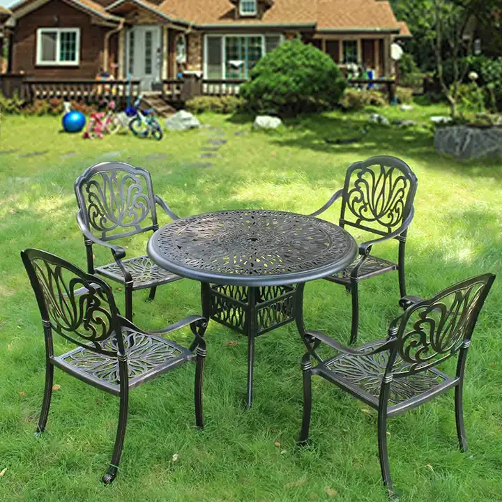 Cast Aluminum Dining Room Chair Outdoor Patio Furniture Balcony Garden Stacked Cast Aluminum Table And Chair Set