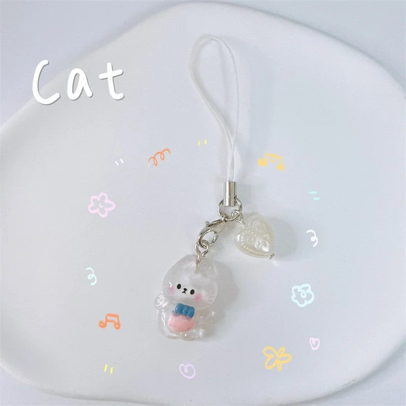 Cute Animal Phone Charm-Kawaii 3D Keychains Transparent Jelly Aesthetic Gift Accessories y2k AirPods strap strings