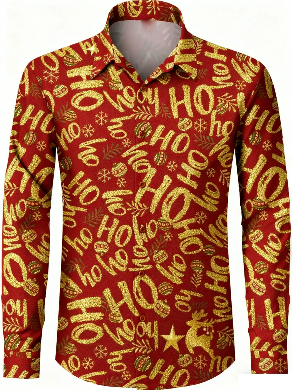 Men's New Christmas Letter Reindeer Printed Shirt New Year's Festive Holiday Red Casual Party Outdoor Top Gift