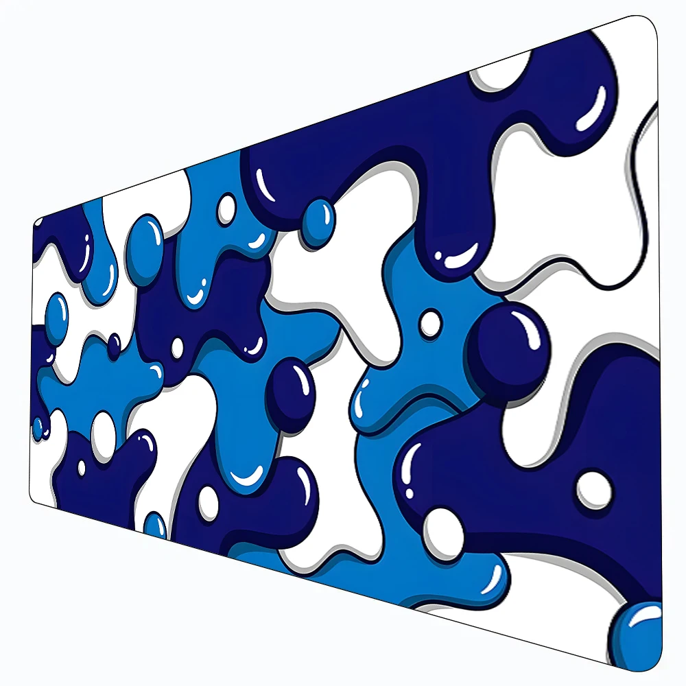 

Mouse Pad Desk Mat Blue and white bubble theme Mousepad with Stitched Edges Non-Slip Rubber Base keypad Extended pad gaming mat
